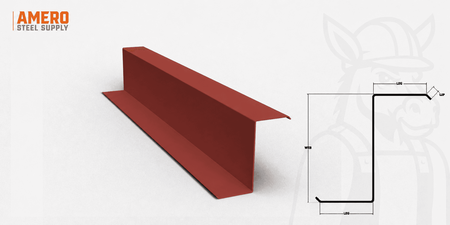 Zee Purlin 11" x 2" x 12ga Red Oxide