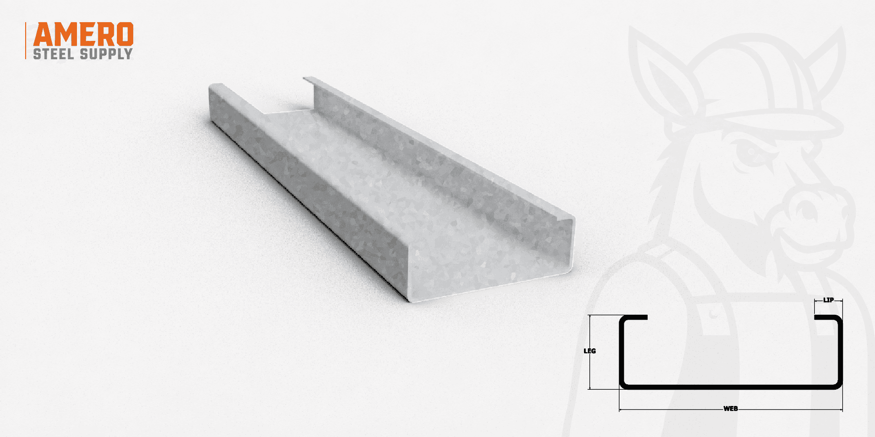 Cee Purlin 12" x 2.5" x 12ga Galvanized