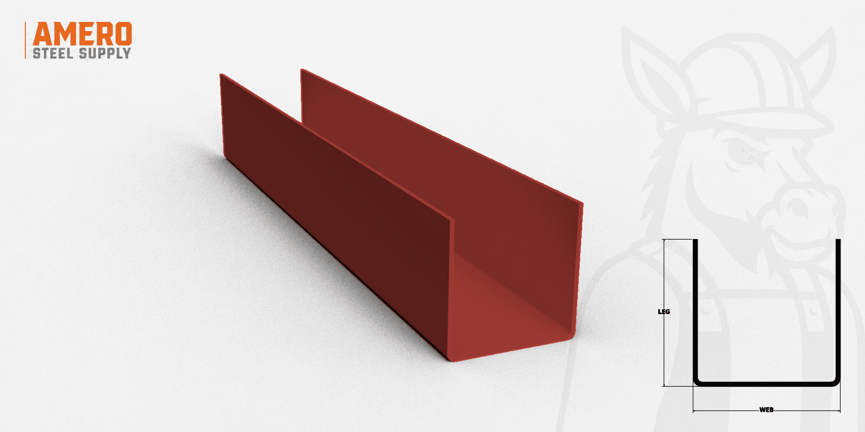 Channel 11" x 3" x 14ga Red Oxide