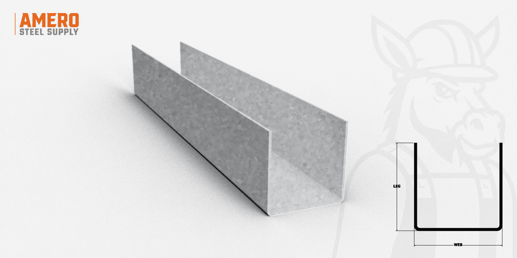 Channel 6" x 2.5" x 12ga Galvanized